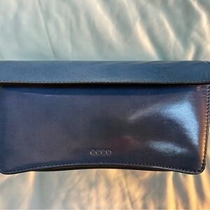 Ecco Blue Leather Clutch - Medium Pinch Bag